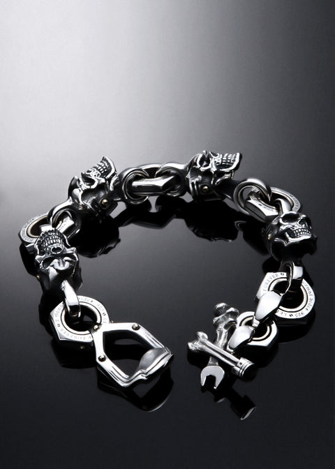 Movable Piston skull Bracelet XXL| Let's Ride Collection