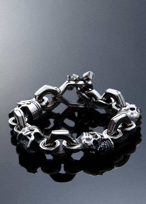 Movable Piston skull Bracelet XXL| Let's Ride Collection