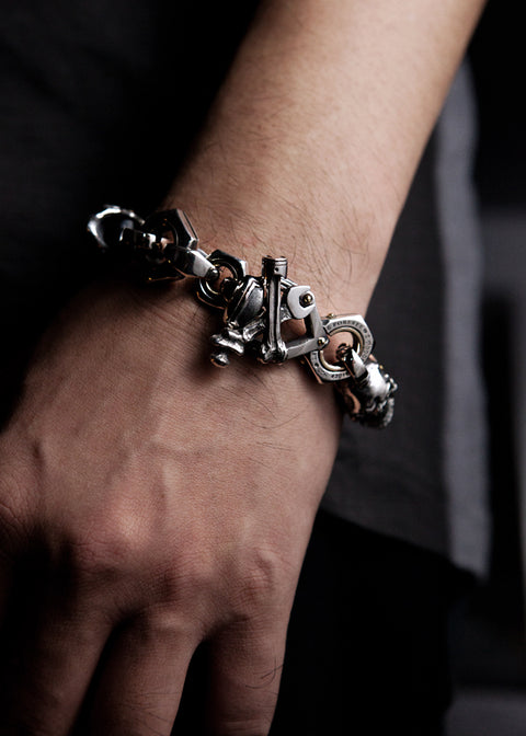 Movable Piston skull Bracelet XXL| Let's Ride Collection
