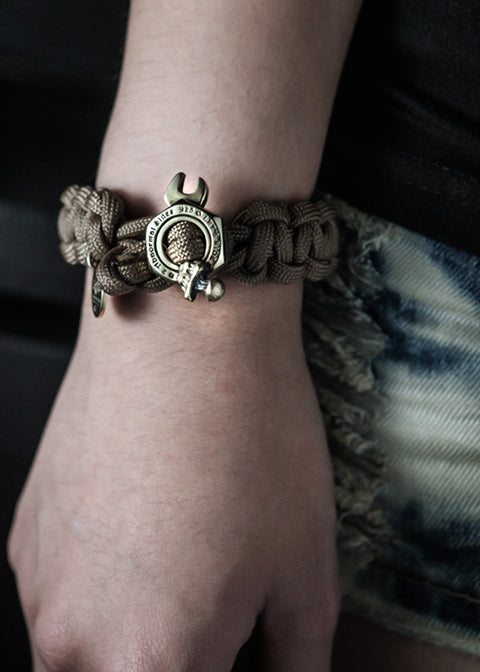 Nut Wrench Paracord Survival Bracelet(Brass) | Let's Ride Collection
