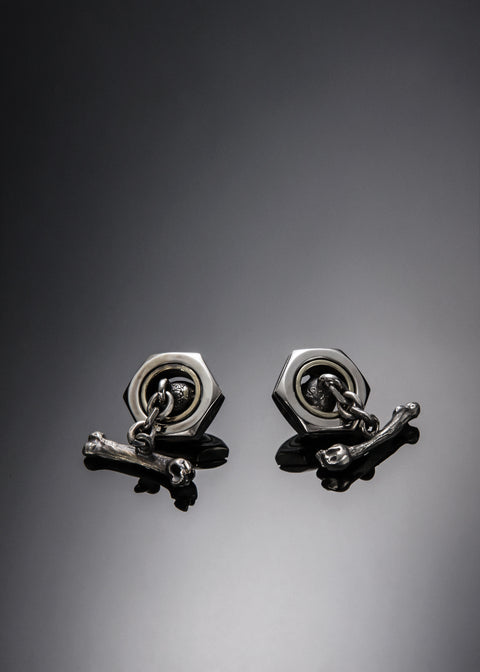 Nut Cufflink with skull and bone | Let's Ride Collection