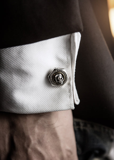 Nut Cufflink with skull and bone | Let's Ride Collection
