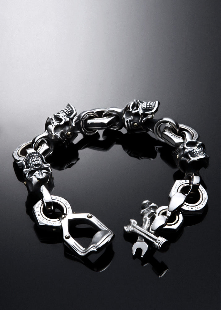 Chunky Stainless Steel Polished Skull Bracelet Wcb1001 | Wholesale Jewelry  Website